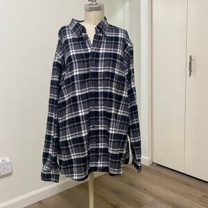 Original Weatherproof Vintage Men's Gray Plaid Flannel Button Down Shirt XXL